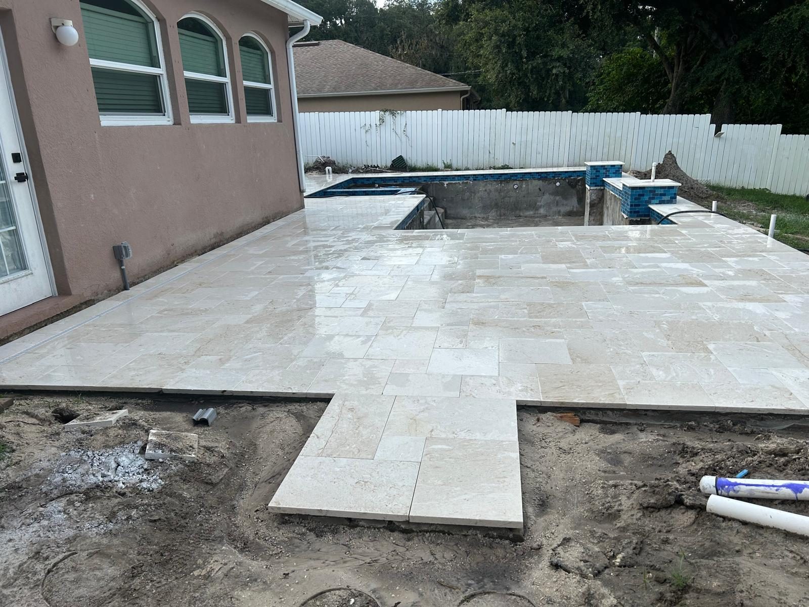 Finished patio and pool deck paver project